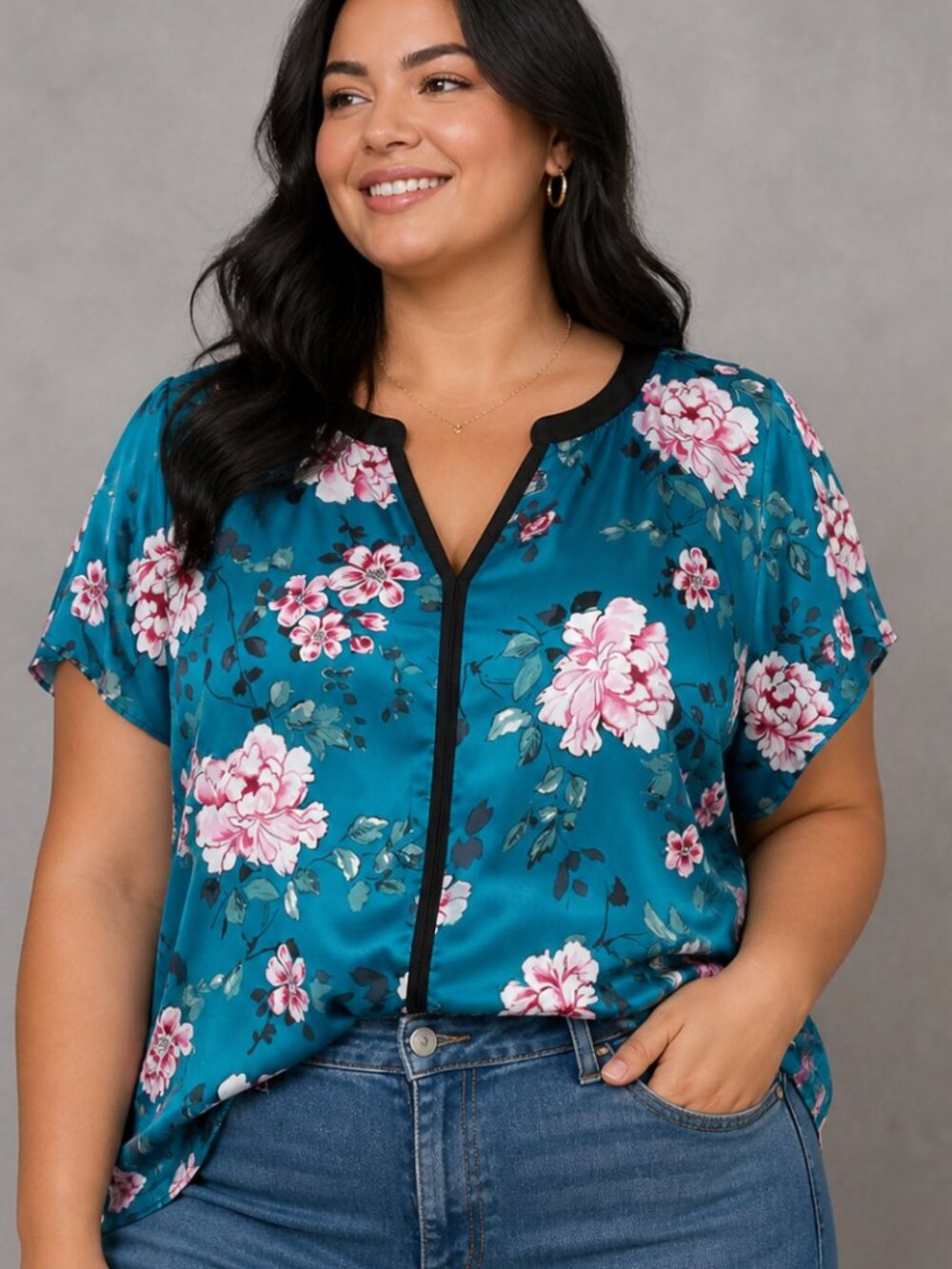 Torrid Satin Floral Blouse